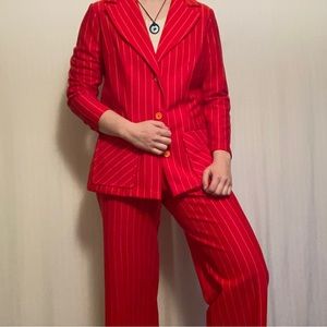 Vintage 70s Red + White Striped Suit